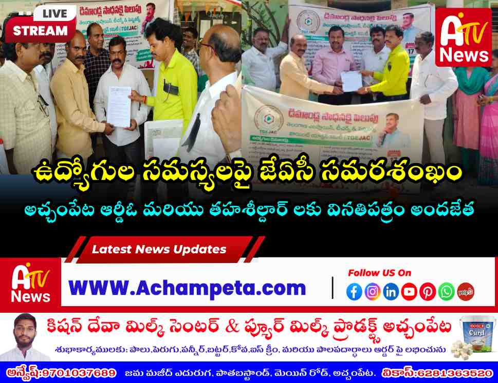 ఉద్యోగుల సమస్యలు పరిష్కరించాలి: అచ్చంపేటలో తెలంగాణ జేఏసీ నిరసన